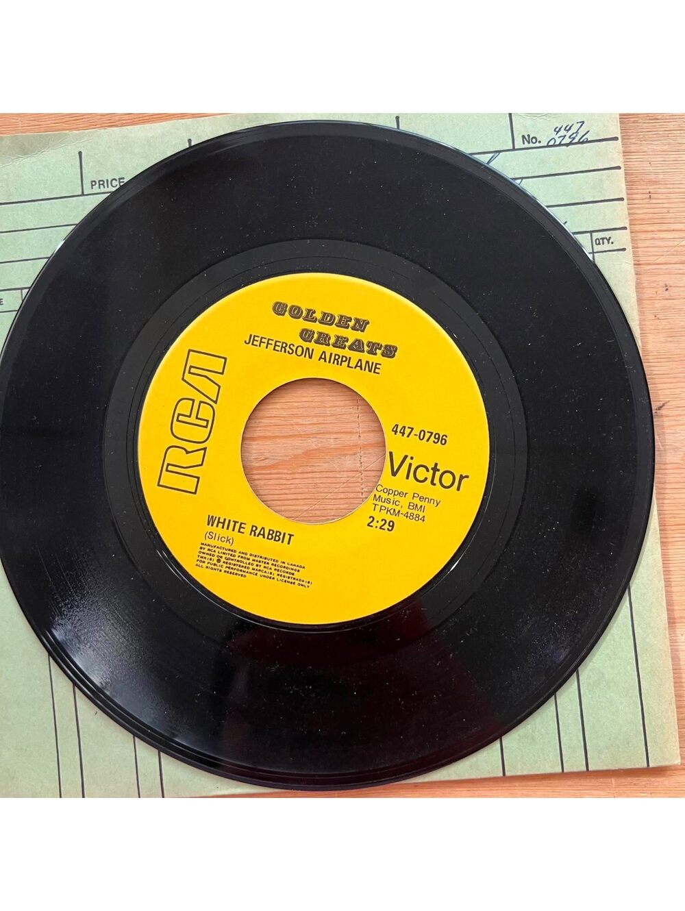 Jefferson Airplane - White Rabbit/Somebody to Love 45rpm VG+ R08